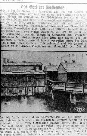 Görlitz. Wellenbad an der Obermühle, aus: Neuer Görlitzer Anzeiger vom 6.4.1930