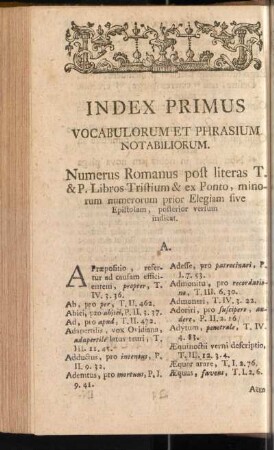 Index Primus Vocabulorum Et Phrasium Notabiliorum