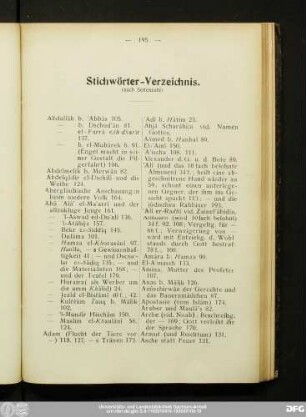 Stichwörter-Verzeichnis. (nach Seitenzahl)