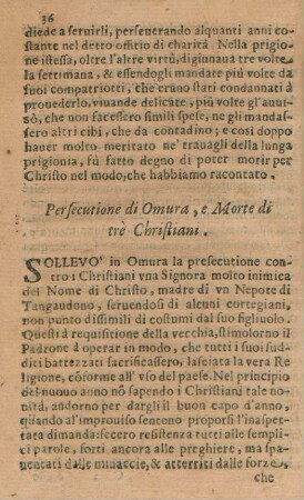 Persecutione di Omura, e Morte di trè Christiani