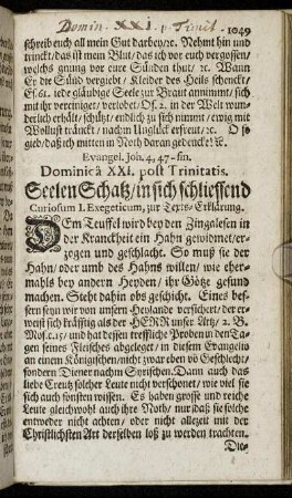 Evangel. Joh. 4, 47-fin. Dominica XXI. post Trinitatis.