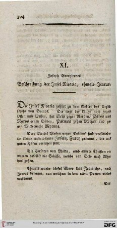 XI: Joseph Georgirenes Beschreibung der Insel Nicaria, ehmals Icarus