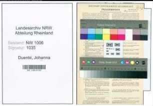 Entnazifizierung Johanna Duente , geb. 02.04.1899 ()