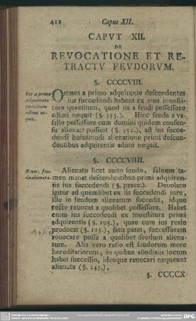 Caput XII. De Revocatione Et Retractu Feudorum