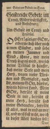 Geistreiche Gebete im Creutz, Widerwärtigkeit, und Anfechtung