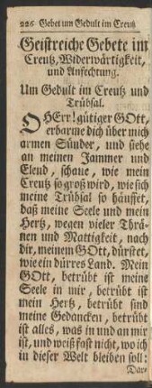 Geistreiche Gebete im Creutz, Widerwärtigkeit, und Anfechtung