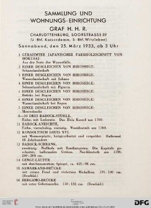 Sammlung und Wohnungs-Einrichtung (Nr. 1-130)