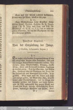 Fünftes Kapitel. Von der Entzündung der Zunge.