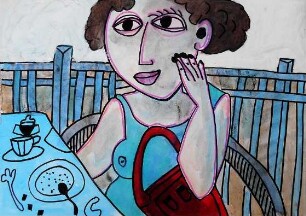 Frau am Tisch