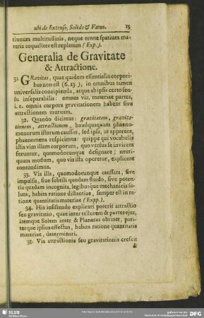 Generalia de Gravitate & Attractione