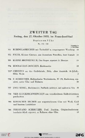 Zweiter Tag: Freitag, den 27. Oktober 1933, im Franz-Josef-Saal, Beginn um 3 Uhr (Nr. 351-720)