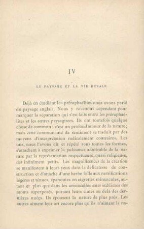 IV. Le paysage et la vie rurale