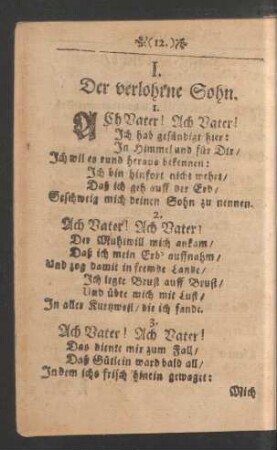 I. Der verlohrne Sohn.