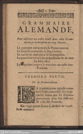 Premiere Partie. De la Prononciation