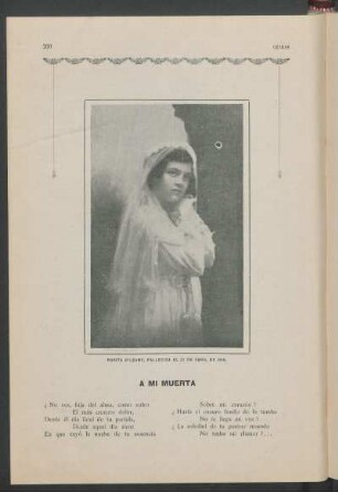 Rosita O'Leary, fallecida el 21 de Abril de 1915. [Fotografía]