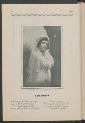 Rosita O'Leary, fallecida el 21 de Abril de 1915. [Fotografía]