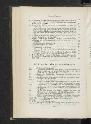 Erklärung der wichtigeren Abkürzungen.