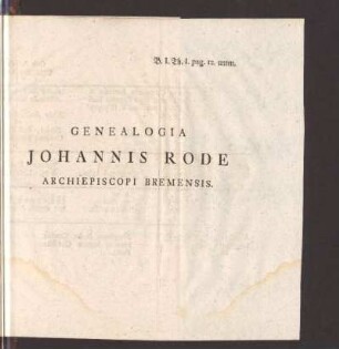 Genealogia Johannis Rode, Archiepiscopi Bremensis