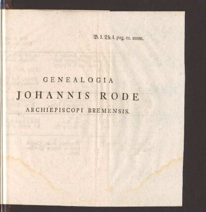 Genealogia Johannis Rode, Archiepiscopi Bremensis