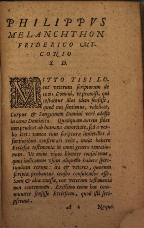 Sententiae Sanctorvm Patrvm De Coena Domini