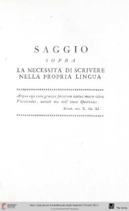 Saggio sopra la necessita di scrivere nella propria lingua