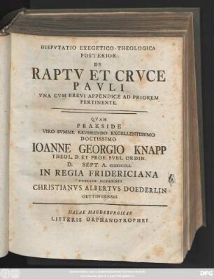 Disp. 2: Vna Cvm Brevi Appendice Ad priorem Pertinente