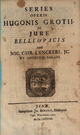 Series operis Hugonis Grotii de iure belli et pacis