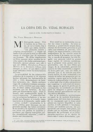 La obra del Dr. Vidal Morales.