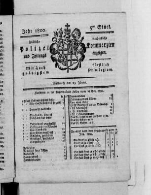 5tes Stück, Ausgabe vom 29. Januar 1800