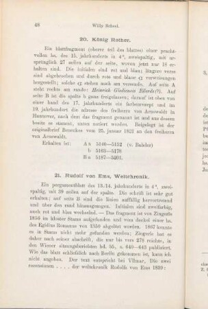 21. Rudolf von Ems, Weltchronik.