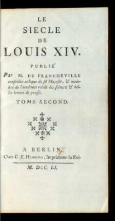 T. 2: Le Siecle De Louis XIV. ; T. 2: