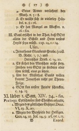 XI. Ueber I. Sam. XIV. 24. - fin.