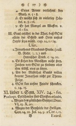 XI. Ueber I. Sam. XIV. 24. - fin.