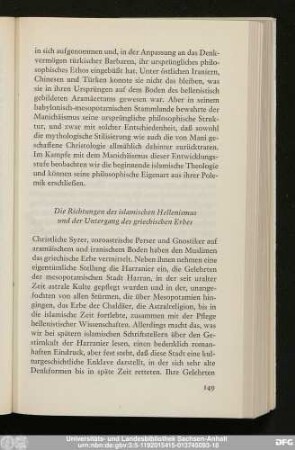 Die Richtungen des islamischen Hellenismus und der Untergang des griechischen Erbes