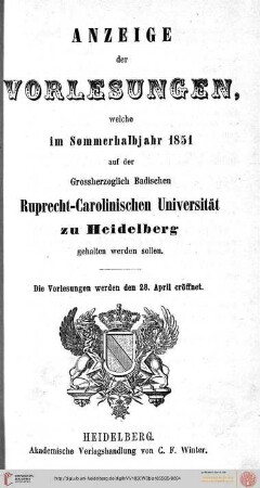 Sommersemester 1851