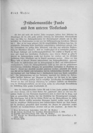 Frühalemannische Funde aus dem unteren Neckarland.