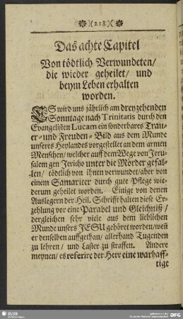 Das achte Capitel. Von tödtlich Verwundeten, die wieder geheilet, und beym Leben erhalten worden