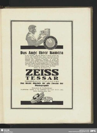 Werbung: Zeiss Tessar, Carl Zeiss Jena