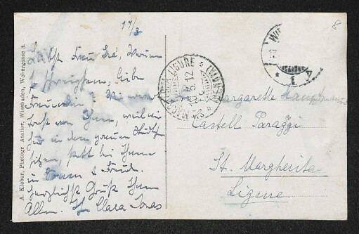 Brief von Clara Jonas an Margarete Hauptmann