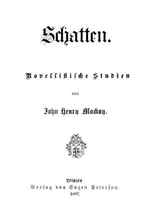 Schatten : Novellistische Studien