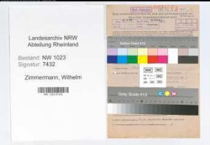 Entnazifizierung Wilhelm Zimmermann , geb. 21.03.1899 (Buergermeister)