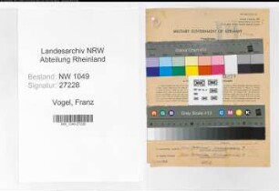 Entnazifizierung Franz Vogel , geb. 28.07.1906 (Lehrer)