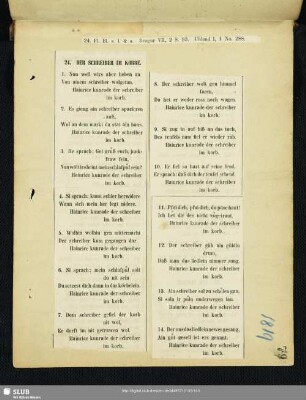 1819 Der Schreiber im Korbe: Nun well wirs aber heben an