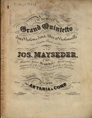 Premier grand quintetto : pour 2 violons, 2 altos et violoncelle (avec contre-basse ad lib.) ; oeuv. 50
