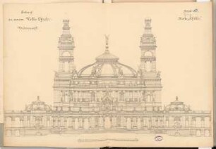 Volkstheater Schinkelwettbewerb 1892: Vorderansicht 1:150