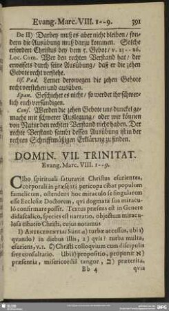 Domin. VII. Trinitat. Evang. Marc. VIII. 1-9