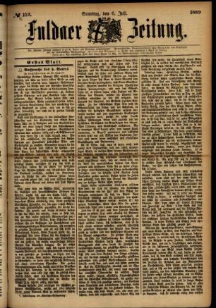 Erste Ausgabe vom Samstag, den 06. Juli 1889.