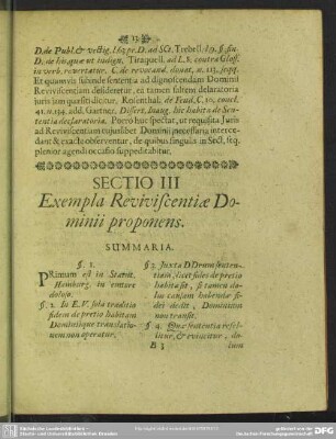 Sectio III Exempla Reviviscentiae Dominii proponens