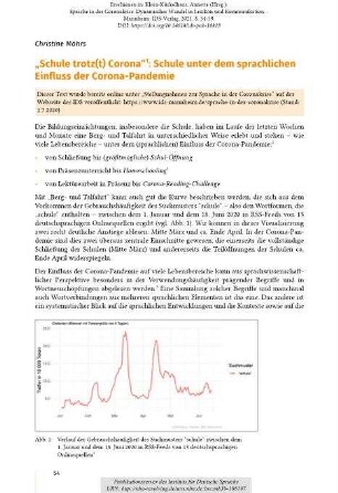 „Schule trotz(t) Corona“: Schule unter dem sprachlichen Einfluss der Corona-Pandemie