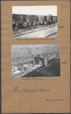 Verladung serbischer Gefangener auf einer serbischen Station
